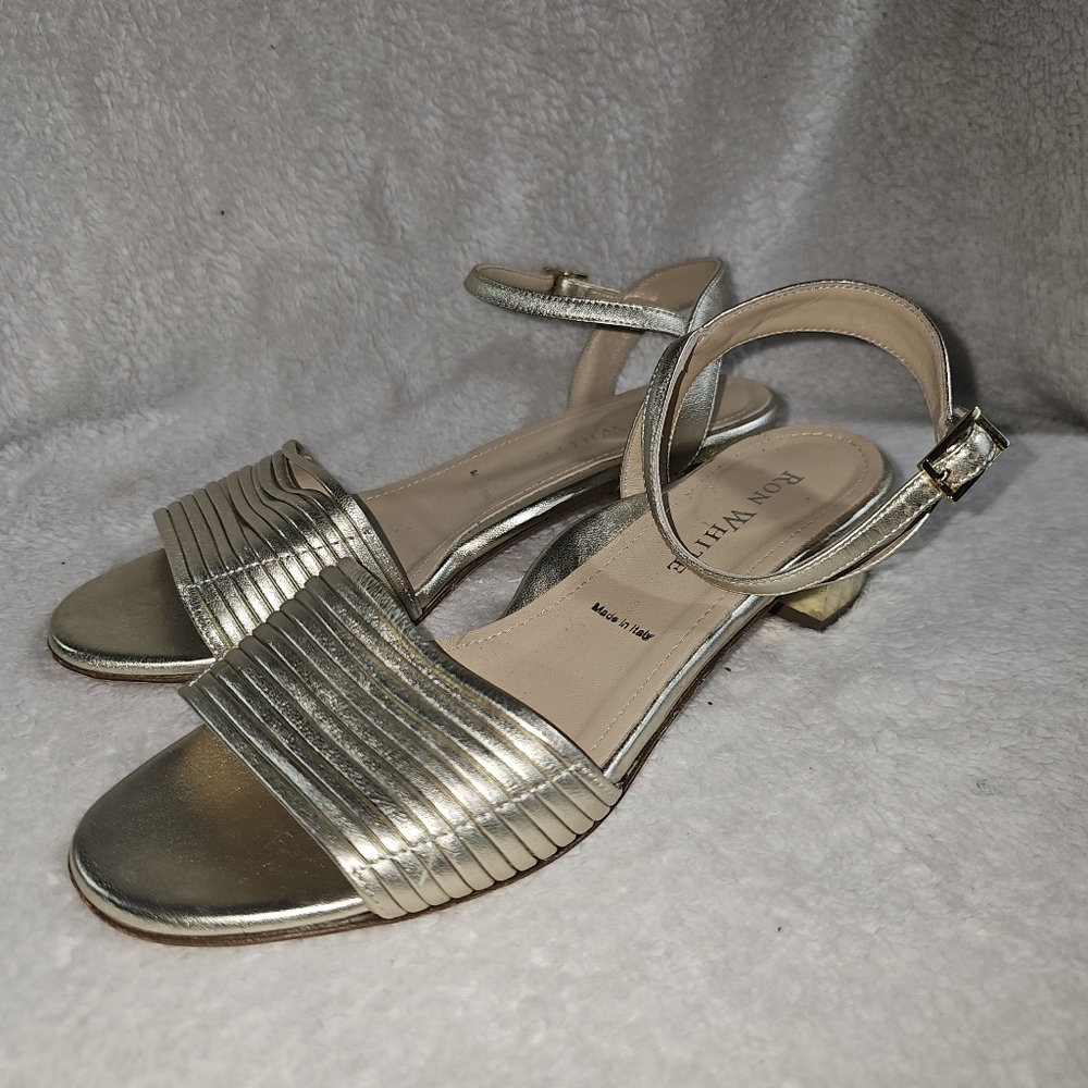 Ron White  evelyn metallic leather sandal Size 37.5/7 US